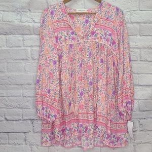Goodnight macaroon sherry bohemian print pink tassel dress NWT
